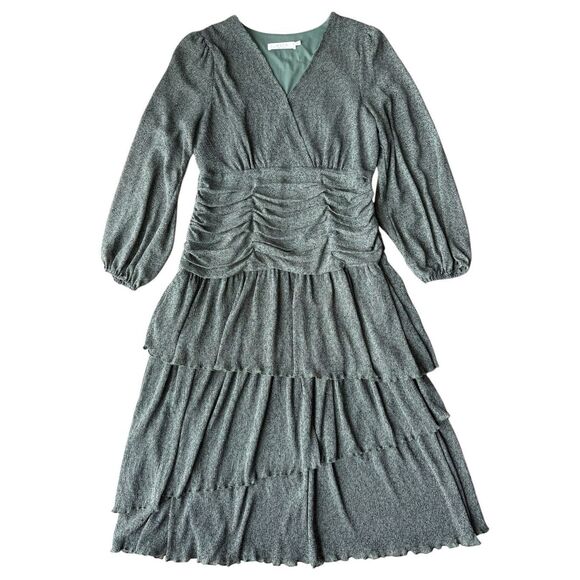 ASTR The Label Green Ruched Ruffle Floral Print Midi Dress - Picture 6 of 13